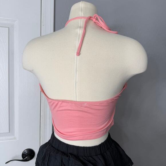 Girls Pink Halter Neck Crop Top, M - Picture 3 of 4